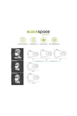 BLACKSPADE Unisex Koruyucu Maske Işık Desen L