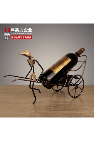 Ximistore9 Geleneksel Çin Stili Demir Çekici Figürlü Şarap Rafı - Ev Dekorasyonu Heykeli, Antik Bakır Desenli, Ev İçi Zenginleştirici Sanayi Eseri