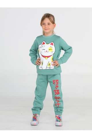 Japan Cat Yeşil Kız Çocuk Eşofman Takım-yeşil - Gri Yeşil