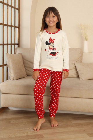 Miniğimin Cicileri Mnn Puantiye Baskılı Kız Çocuk Pijama Takı... Beyaz