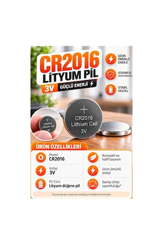 Cr2016 Pil 3v 1 Adet Rio Cr 2016 Para Pil Lityum Düğme Pil Araba Kumandası Baskül Tartı Pili Saat Oyuncak Cihaz Pili