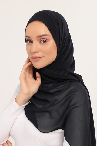 Altobeh Hazır Lüks Pratik Hijablı Şifon Şal Lacivert