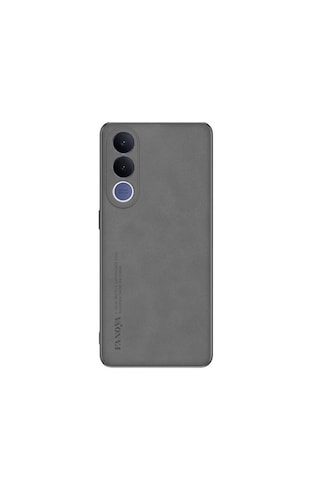 Microcase Vivo V70 Fe 5g İle Uyumlu Luxury Leather Series Deri Desenli Plastik Koruma Kılıf - Al8125 Gri