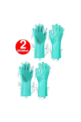 Sihirli Silikon Mutfak Temizlik Eldiveni Bulaşık Yıkama Eldiveni