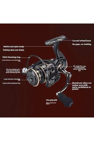 Moveevo Deukıo Ac 2. Nesil 3000 Tam Metal Spinning Makinesi - Uzak Atışlı, Tuzlu & Taze Su Uyumlu, Dayanıklı Balık Makinesi - Toptan Satış