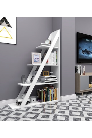 Arnetti Arven 4 Raflı Modern Kitaplık, Beyaz- Arven