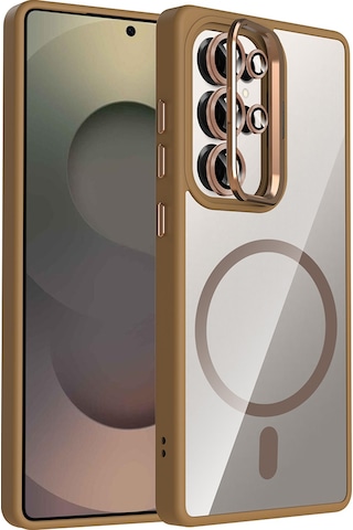 Adige Samsung Galaxy Uyumlu S25 Ultra Kılıf Etro Standlı + Kamera Lens Koruyucu Çöl Titanyum