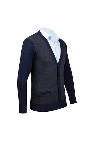 Erkek Büyük Beden V Yaka Triko Hırka Düğmeli 5014mb Bgl-st04040 Lacivert