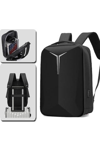 Laptop Sırt Çantası Usb Şarj Girişli İş Seyahat Su Geçirmez Notebook Apple Uyumlu iPad Ve Evrak Taşıma Çantası Siyah Siyah