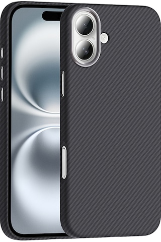 Apple Uyumlu iPhone 16 Plus Kılıf M-safe Şarj Özellikli Karbon Fiber Görünümlü Zore Gros Kapak Siyah