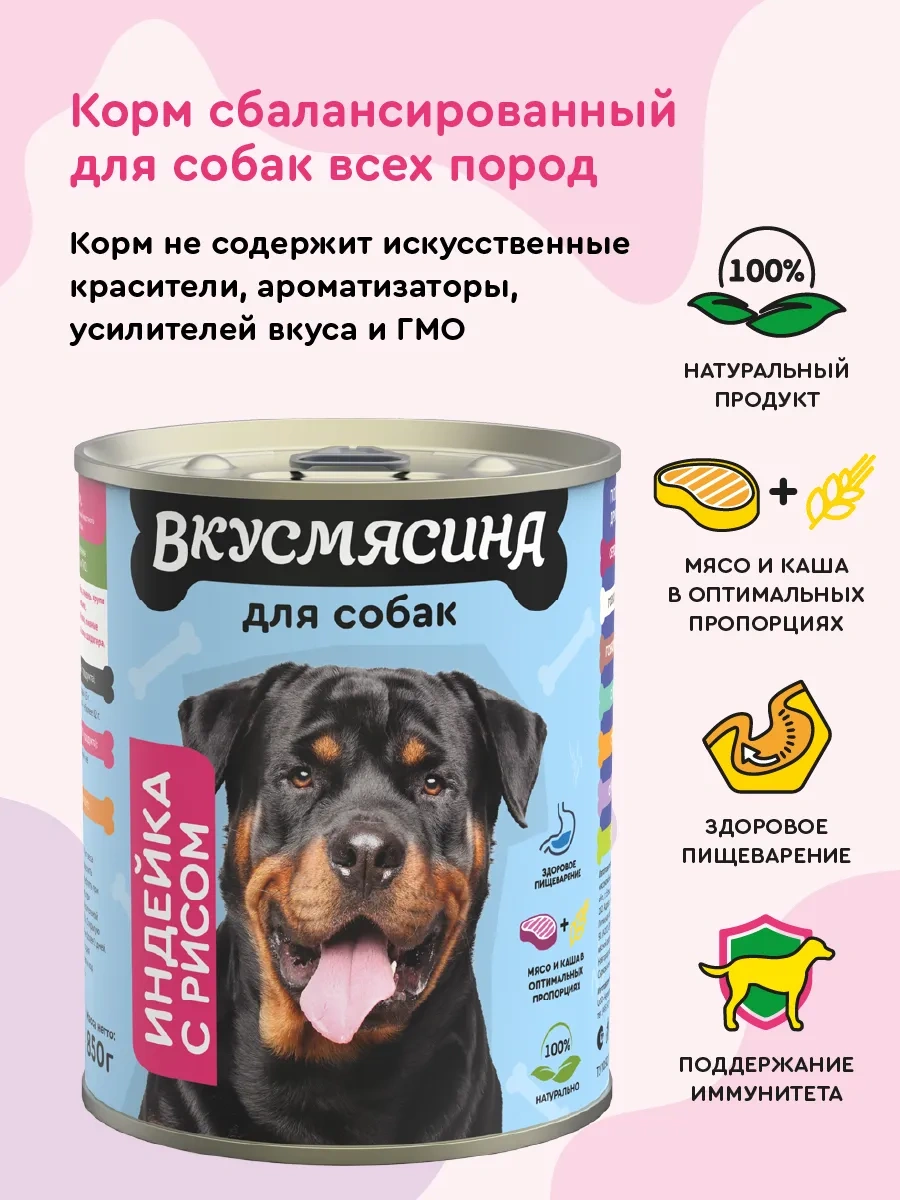 Vkusmasina Köpekler İçin Yaş Yem Hindi Ve Pirinçli 850 G 6'lı Paket 152093288