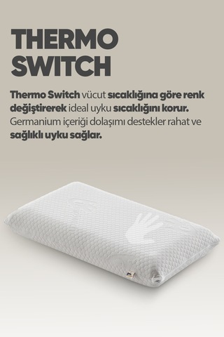 Isı Kontrol Yastığı Termoswıtch Ortopedik Düz Uzun Boy Visko Yastık -termal Isı Dengeleyici Yastık Beyaz