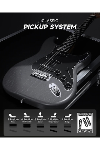 Donner Dst-80 St Elektro Gitar Seti Matton Black