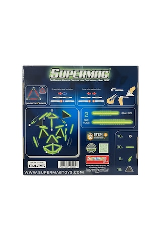 Supermag 75 Parça Fosforlu Manyetik Yapı Ve Geometri Oyuncağı- Stem Set