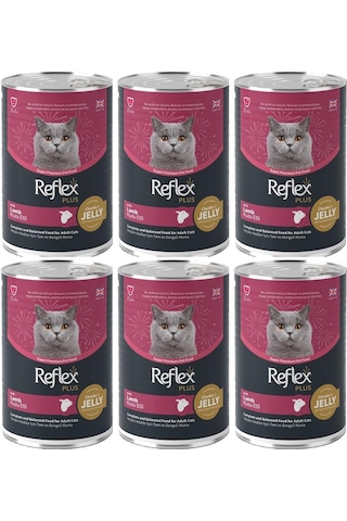 Reflex Plus Jöle İçinde Et Parçacıklı Kuzu Etli Yetişkin Kedi Konservesi 400 Gr 6 Adet
