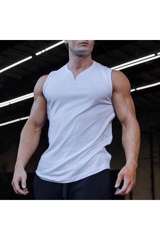 Siyah Spor Giyim Kas Spor Yelek Erkekler Yaz V Yaka Tanktop Erkekler Vücut Geliştirme Spor Giyim Egzersiz Kolsuz Tişört