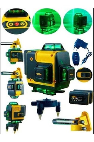 Lieber German 12 Köşe 360 Derece Yatay Dikey Çapraz Telefon Bağlantılı Kumandalı Ve Çantalı Lazer Metre Hizalama