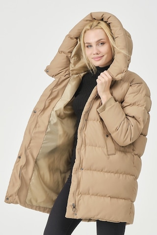 Pique Kadın Mont Geniş Yakalı Ribana Detaylı Oversize Kadın Mont Melody Kadın Mont K.bej