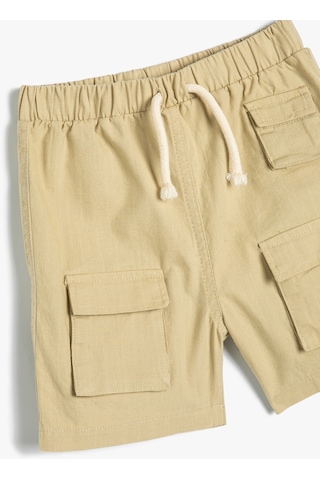 Koton Şort Kapaklı Cepli Beli Bağlamalı Pamuklu Haki 4smb40064tw Haki