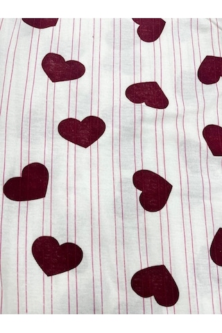 Desenli Penye Diz Altı Büyük Beden Anne Kadın Kapri Bordo Kalp