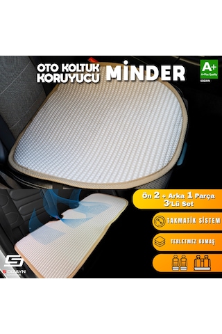 Oto Koltuk Koruyucu Minder Krem Universal 2+1 Parça Ön Arka A+ Kalite