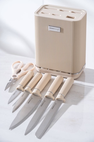 Cooper 7 Parça Bıçak Seti Krem