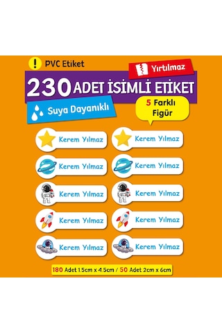 Kişiye Özel İsimli Defter Kalem Okul Etiketi, Yırtılmaz Pvc Etiket, Suya Dayanıklı 02 Beyaz