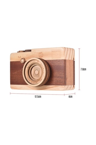 Ulzyvf El Yapımı Ahşap Müzik Kutusu - Vintage Kamera Tasarımı, Klasik Melodi İle Ev Ofis Dekorasyonu İçin İdeal Hediye