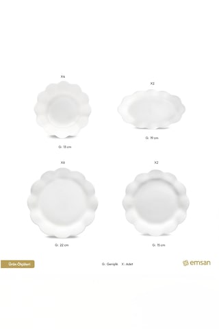 Emsan Bloom Sade 14 Parça Kahvaltı Takımı 6 Kişilik Beyaz