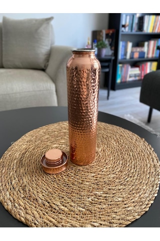 Dövme Desenli Bakır Matara - Termos - Suluk Bakır Su Şişesi Bakır