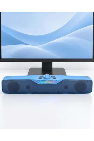 Monitör Altı Kullanıma Uygun Rgb Işıklı Bluetooth Soundbar Hoparlör 1500 Mah Mi