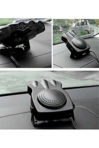 Oto Kaloriferi 12v Sıcak Hava Fanı Kaliteli Buz Çözme Isıtıcısı Araba Üç Delikli Isıtıcı Siyah