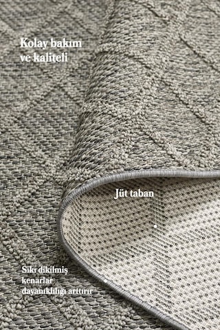 İskandinav Tasarım Karo Desenli Gri Halı Salon Halısı, Mutfak Halısı, Yolluk, Paspas,dış Mekan Halı