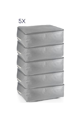 5'li Set 53x44x20 Cm Home Organizer Çekyat & Baza Altı Hurç Gri