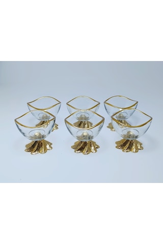 Elta Collection 6'lı Metal Ayaklı Gold Lokumluk Reçellik Gold
