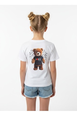 Sea Bubbles Teddy Bear Kız Çocuk Tişört Beyaz