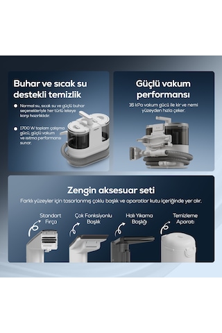 Buharlı Halı Yıkama & Koltuk Temizleme Makinesi 1700w 16kpa Vakum, Buhar, Sıcak Su, Turbo X6161