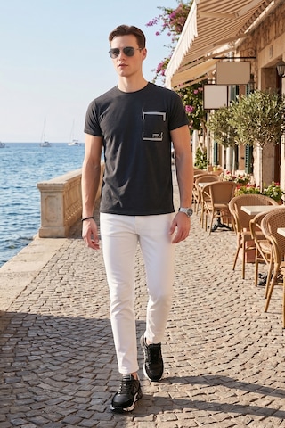 Buratti Bisiklet Yaka Pamuklu Slim Fit Erkek T Shirt 541Rework Siyah