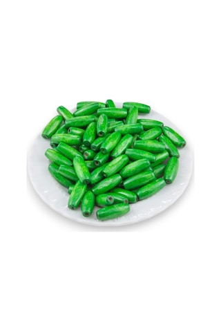 12 Mm Arpa Şeritli Türbe Yeşili 22x6 Mm Ahşap Boncuk 35 Gr 70 Adet