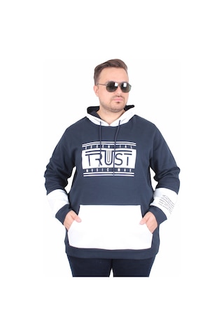 Moc Grande Mocgrande Büyük Beden Kapüşonlu Sweat Double Face Trust 25701 Lacıvert Lacivert