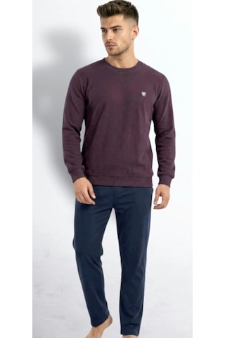Erse %100 Pamuk Selanik Örme Uzun Kol Erkek Pijama Takımı Kışlık Bordo - 9013578630198 Koyu Bordo