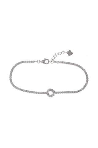 Kalp Halka Model 925 Ayar Gümüş İnce Suyolu Kadın Bileklik Gümüş