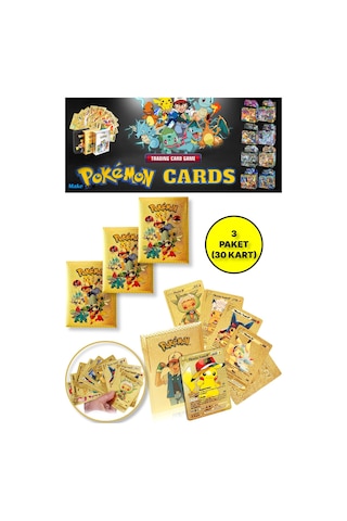 Pokemon Oyun Kartı Tcg Gold Booster Pack - 3 Paket 30 Kart