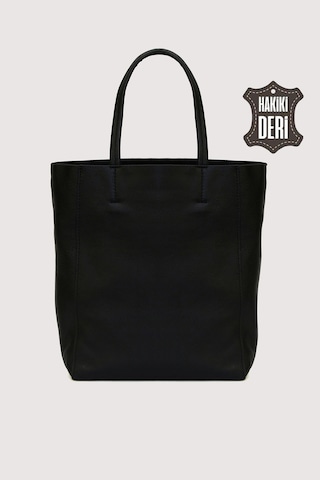 Hakiki Deri Kadın El Çantası Siyah Smr8751 Siyah