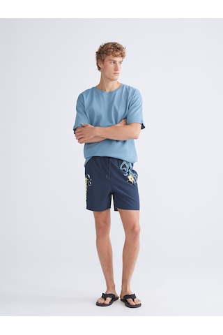 Lcw Swımwear Lacivert Kısa Boy Sünger Bob Baskılı Erkek Deniz Şortu