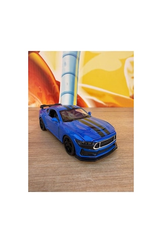 Ford Mustang Diecast Model Araba Sesli Işıklı Açılan Kapılar Ford Spor Model Araba Mavi - Siyah