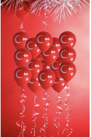 23 Nisan 29 Ekim Süsleme 25 Adet Ay Yıldızlı Balon Kırmızı