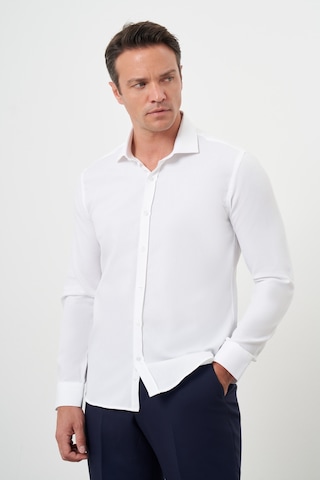 Morven Erkek Beyaz Pamuk Baskılı Desenli İtalyan Yaka Slim Fit Gömlek 25mc004015600 Beyaz Beyaz