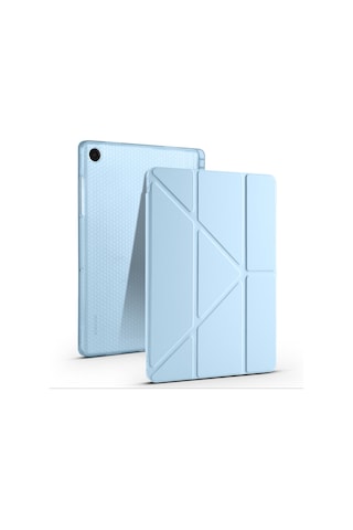 Galaxy Uyumlu Tab A11 Plus Kılıf Mkst Tri Folding Kalem Bölmeli Standlı Kılıf - Siyah Tablet Kılıfı