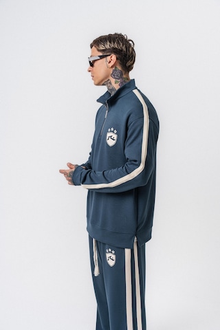 Respire Erkek Şerit Detaylı Yarım Fermuarlı Modal Sweatshirt Petrol